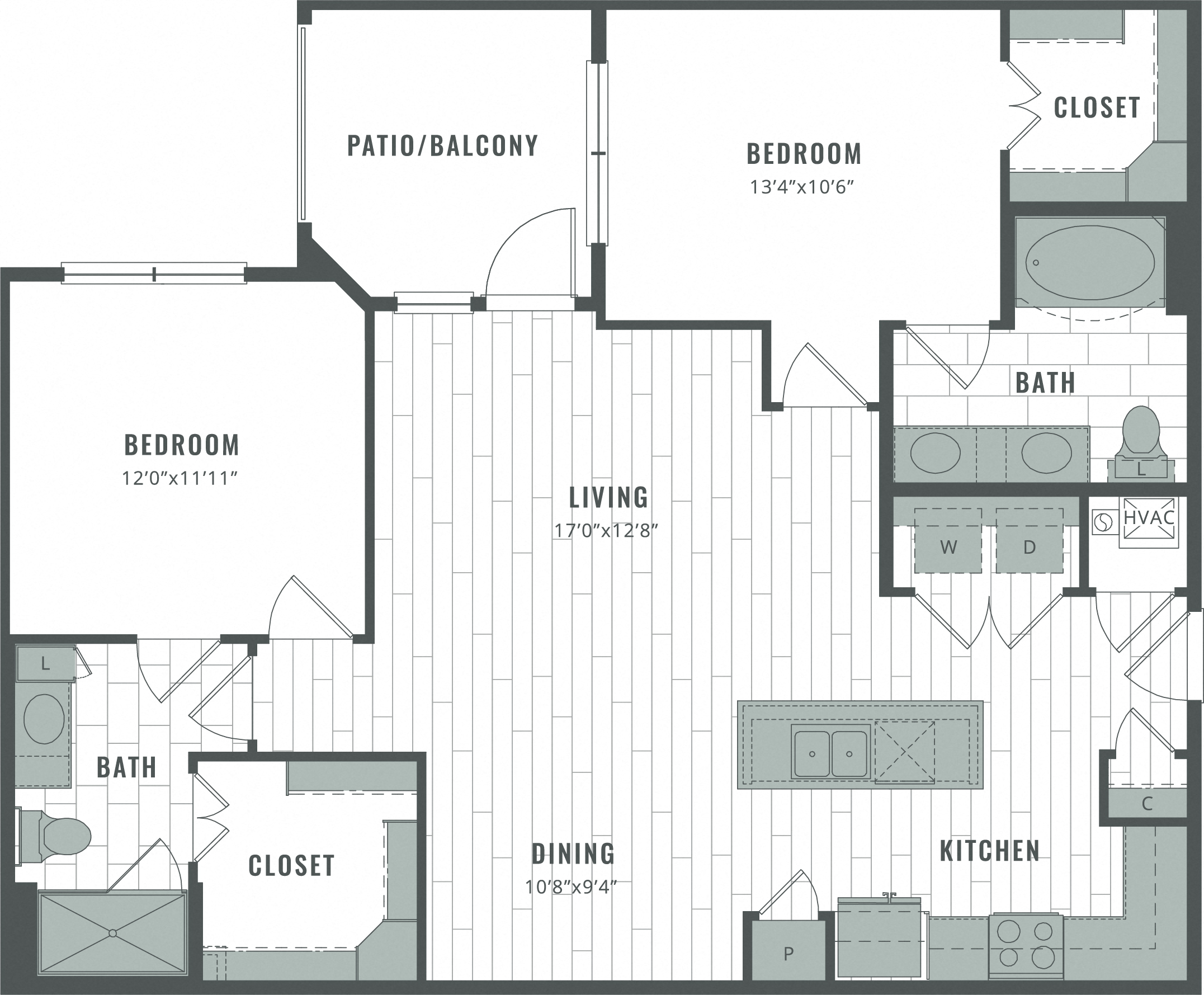 B2 Floor Plan at Bridge at Henley, Texas, 78741