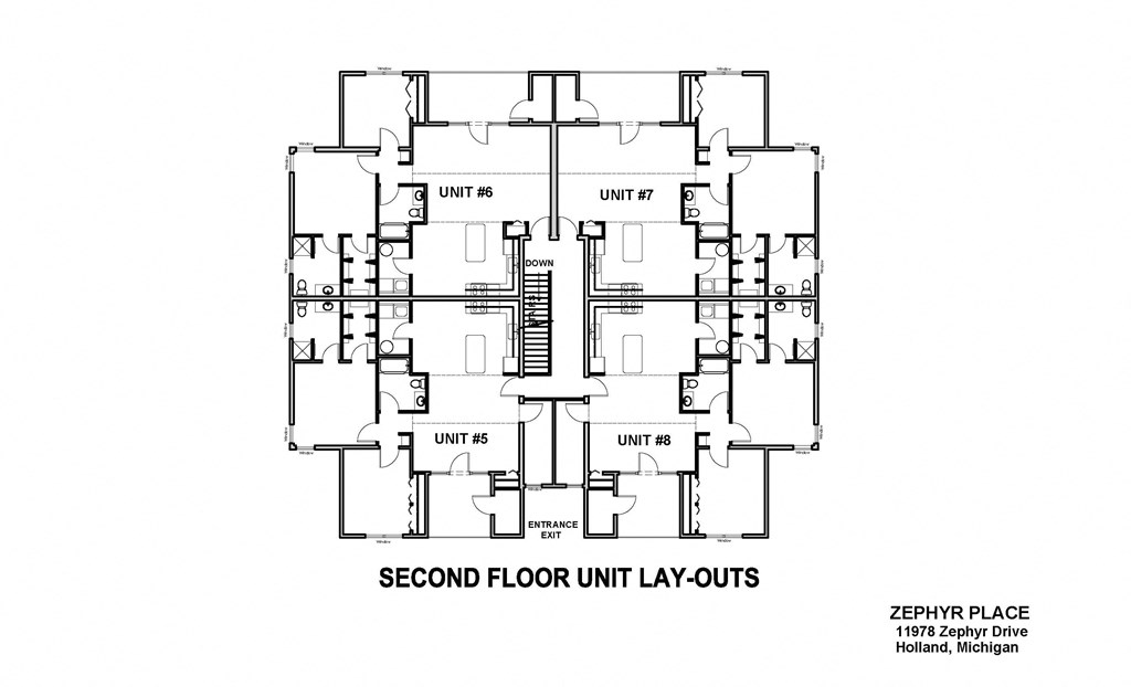 a floor plan of second floor unit lay outs