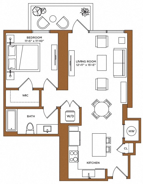 1 Bed/1 Bath-B