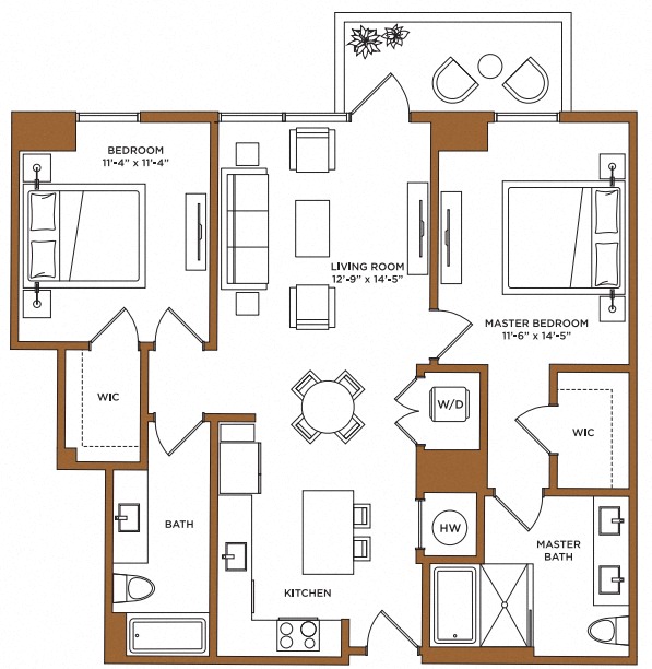 2 Bed/2 Bath-D