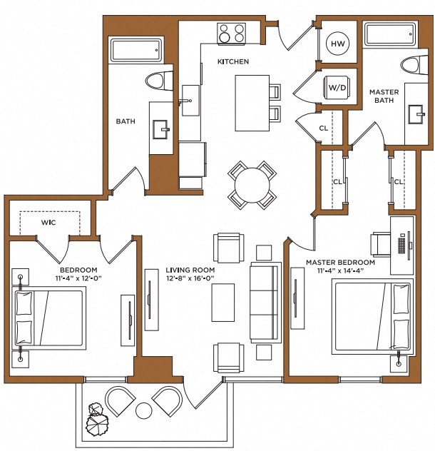 2 Bed/2 Bath-K