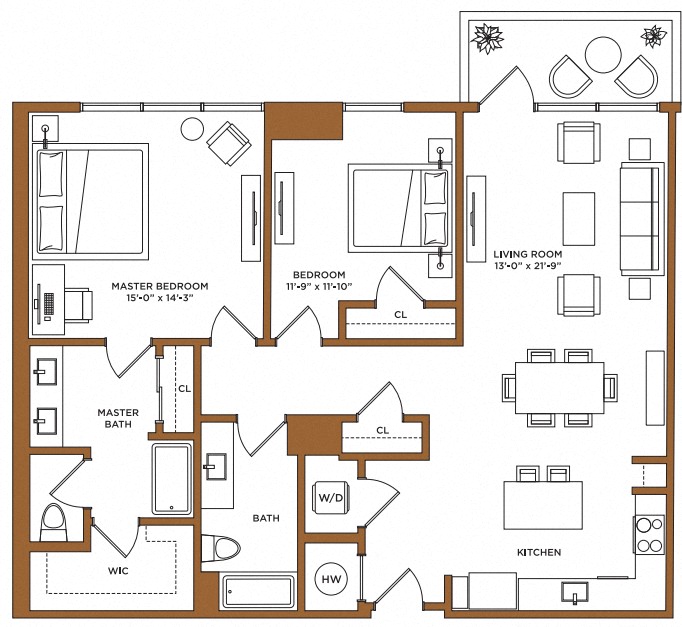 2 Bed/2 Bath-D PH