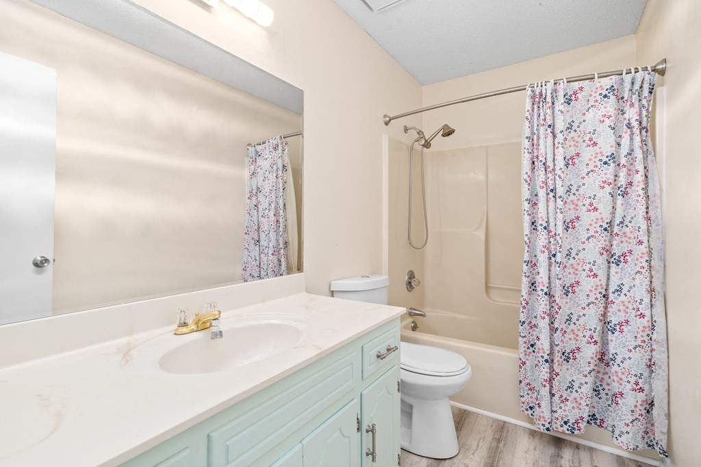 a bathroom with a sink and a toilet and a shower