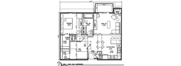 1 BD 1 BA  Den (mirrored) Floor Plan at Rivers Edge Apartments, Otsego, 55330