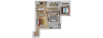 Piemonte - Two Bedroom One Bath 910 SqFt