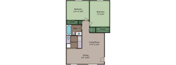 Birch Floor Plan at Ridgewood Club Apartments, Virginia Beach