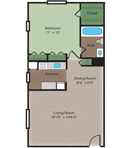 Maple Floor Plan at Ridgewood Club Apartments, Virginia Beach, Virginia