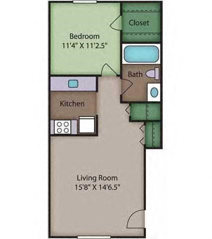 Pine Floor Plan at Ridgewood Club Apartments, Virginia Beach, 23452