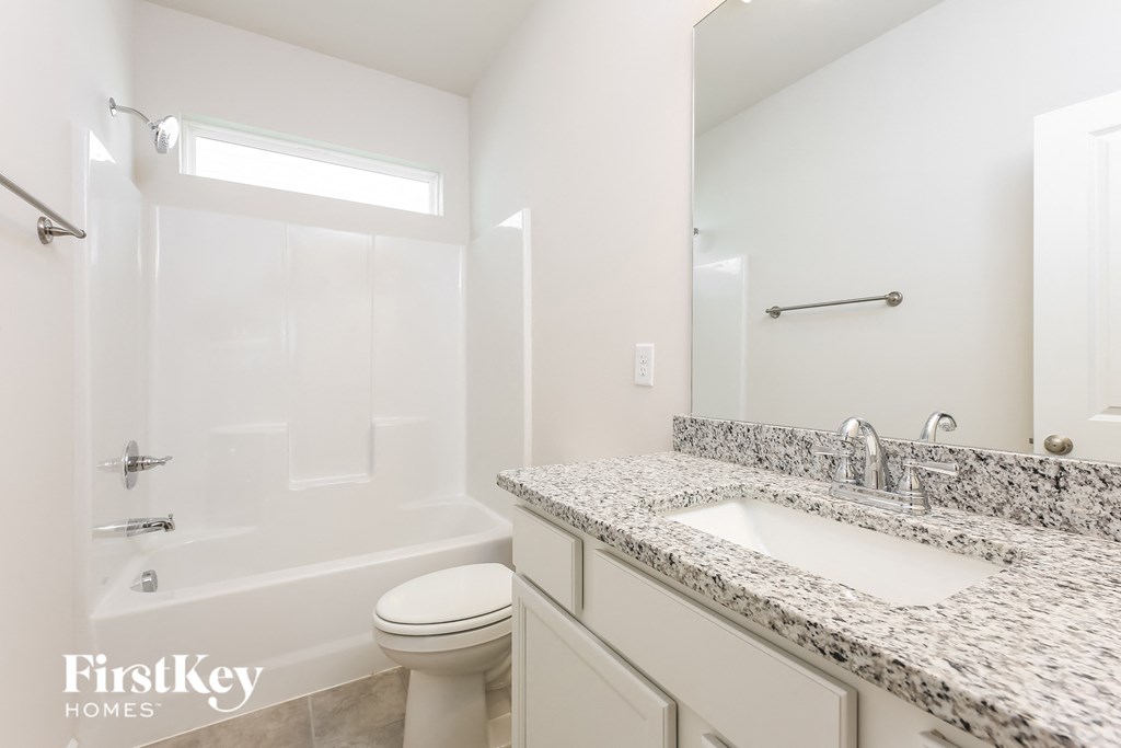 a bathroom with a sink and a toilet and a shower