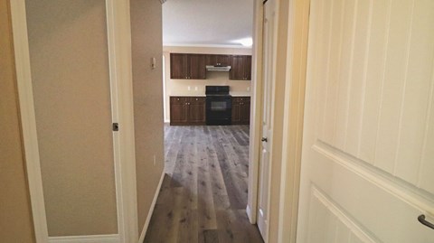 a view of the kitchen from the living room