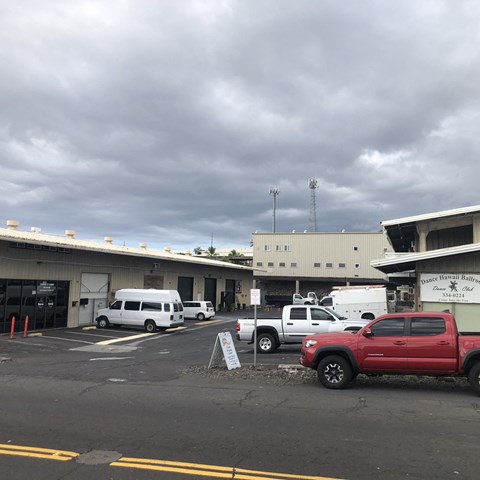 a parking lot in front of a building