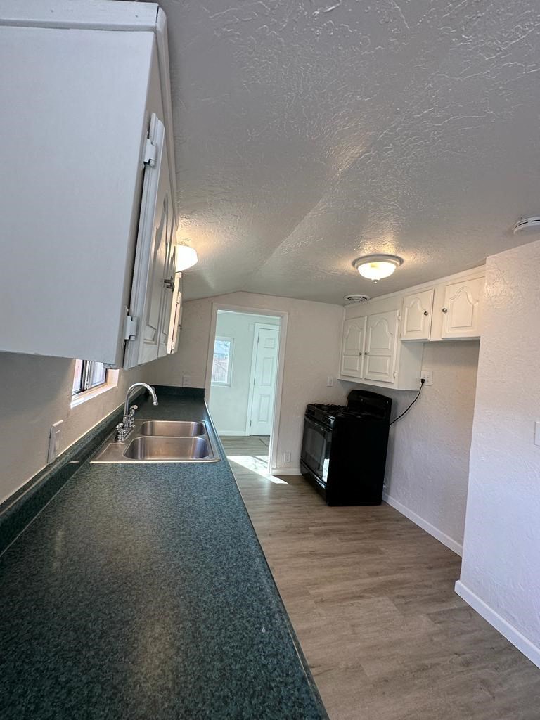 a kitchen with a sink and a counter top