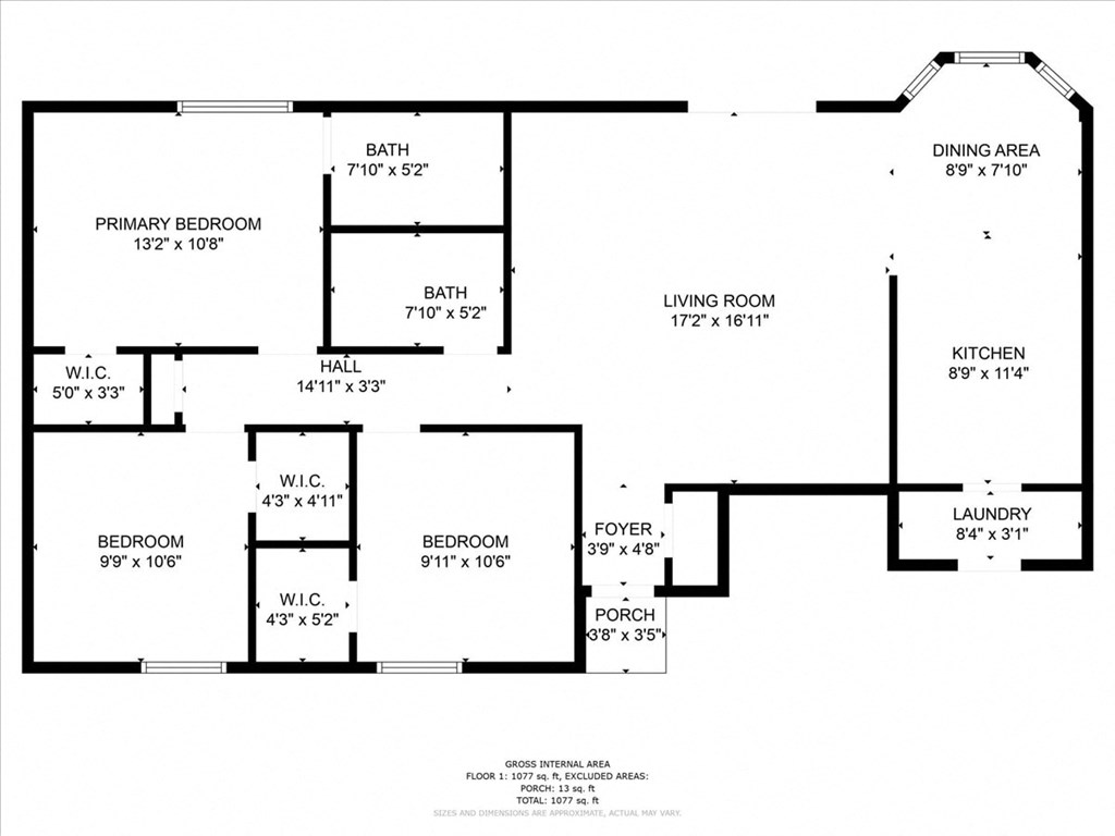 a floor plan of a home showing the bedrooms and baths