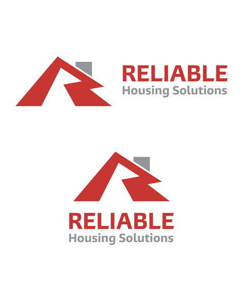 Two logos for Reliable Housing Solutions with red arrows.