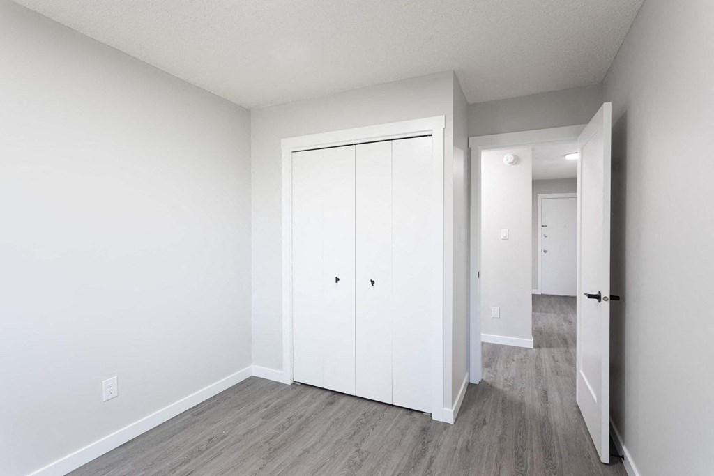 our apartments offer a clean living room with a large closet
