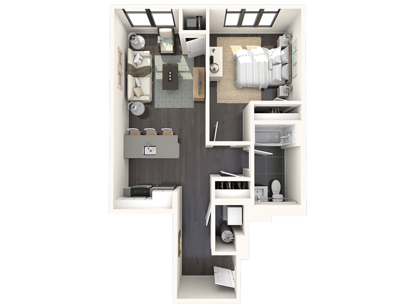 1 bedroom apartment floor plan at Bay One Apartments, Bayonne, 07002