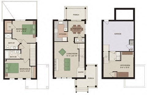 Malvern Floor Plan: 2-Bedroom, 2.5-Bathroom Townhome with Attached Garage at Claremont, Exton, PA