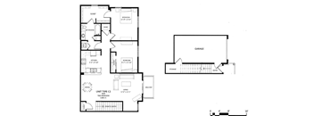 2 Bedroom - 1 Bathroom (with Garage)