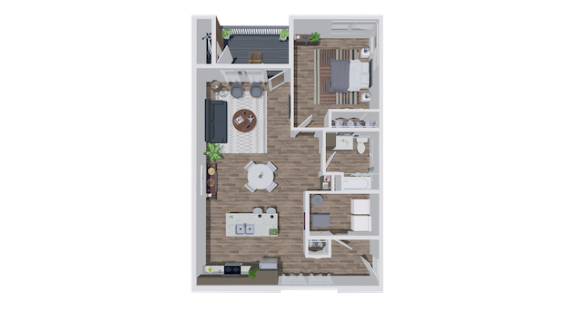 K01 Floor Plan at The Landing Apartments, Indianapolis, Indiana