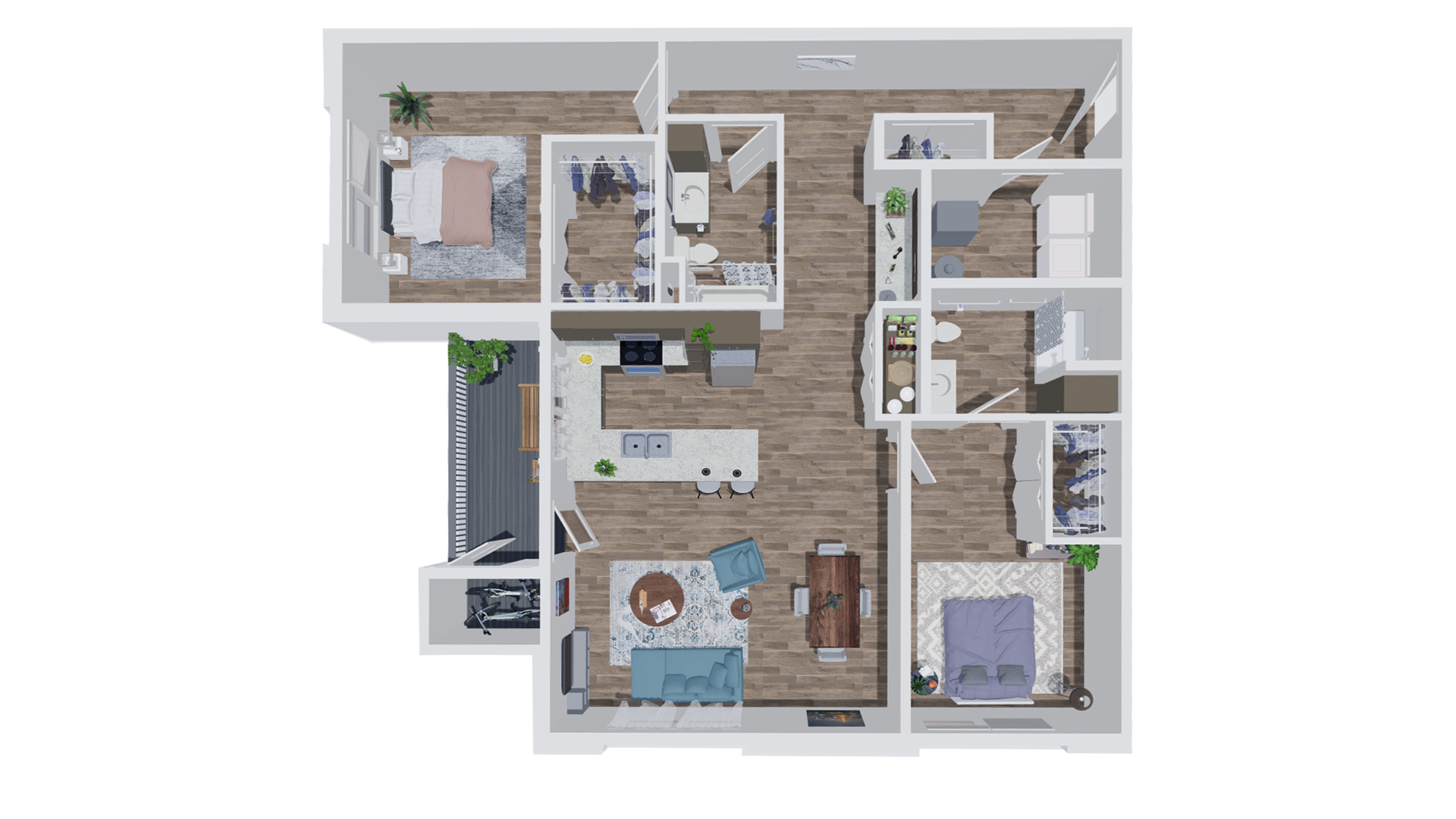 K02 Floor Plan at The Landing Apartments, Indianapolis, 46234