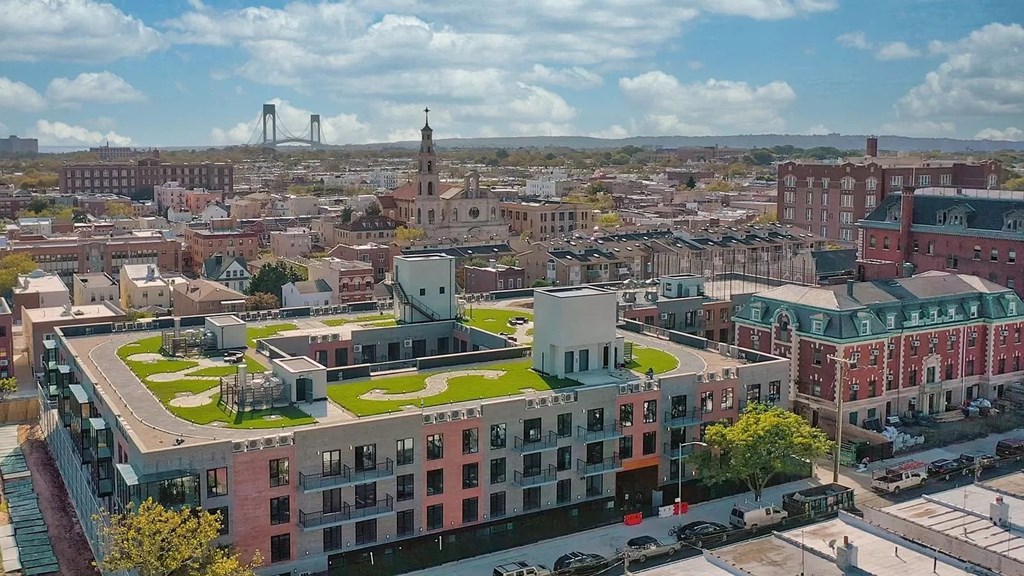 a view of the city from the top of a building
