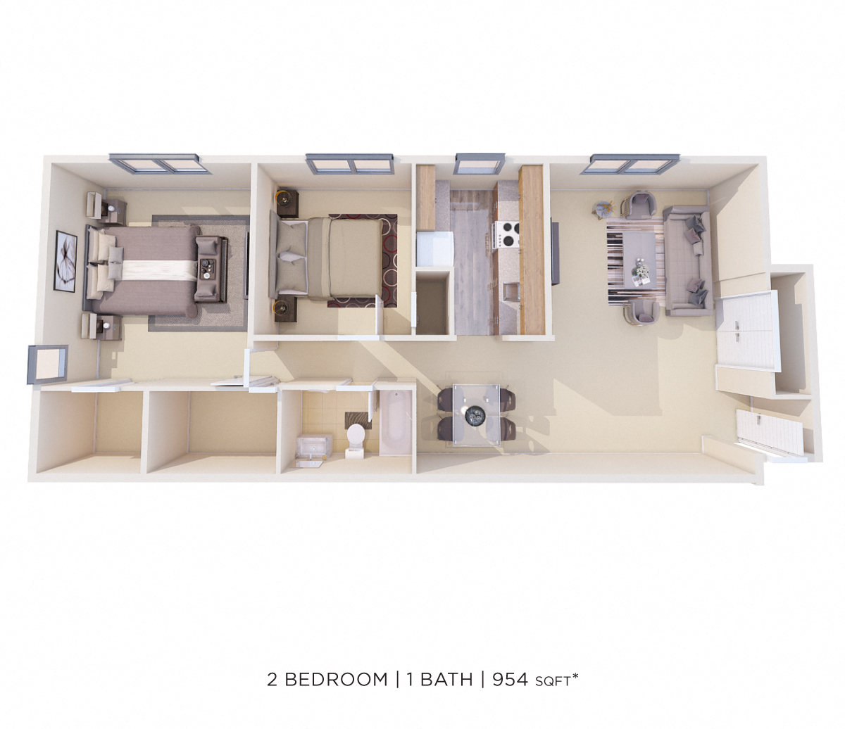 CampHill_2Bed_1Bath_954sqft 3D floorplan