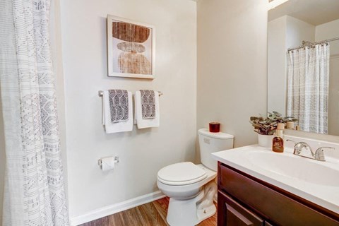 a bathroom with a sink toilet and a mirror