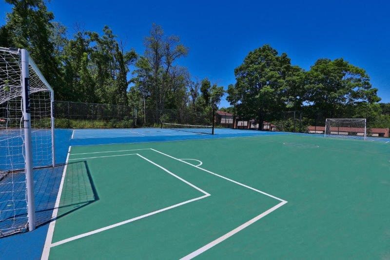 a tennis court with a net on it