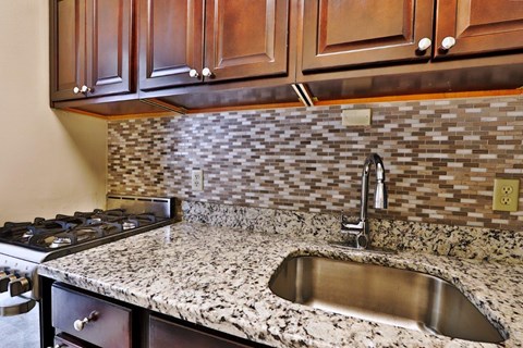a kitchen with a sink and a stove