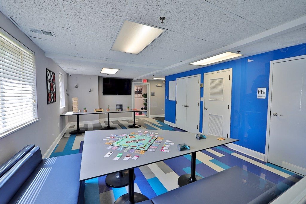 a room with a table with a game on it