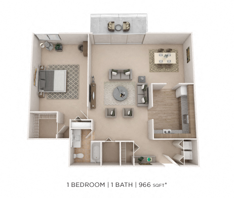 One Bedroom - 966 sqft