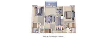 Two Bedroom 2 Bath - 1,288 sqft