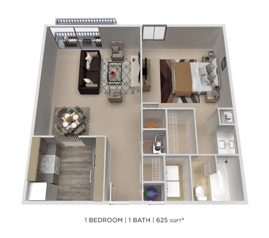 One Bedroom - 625 sqft