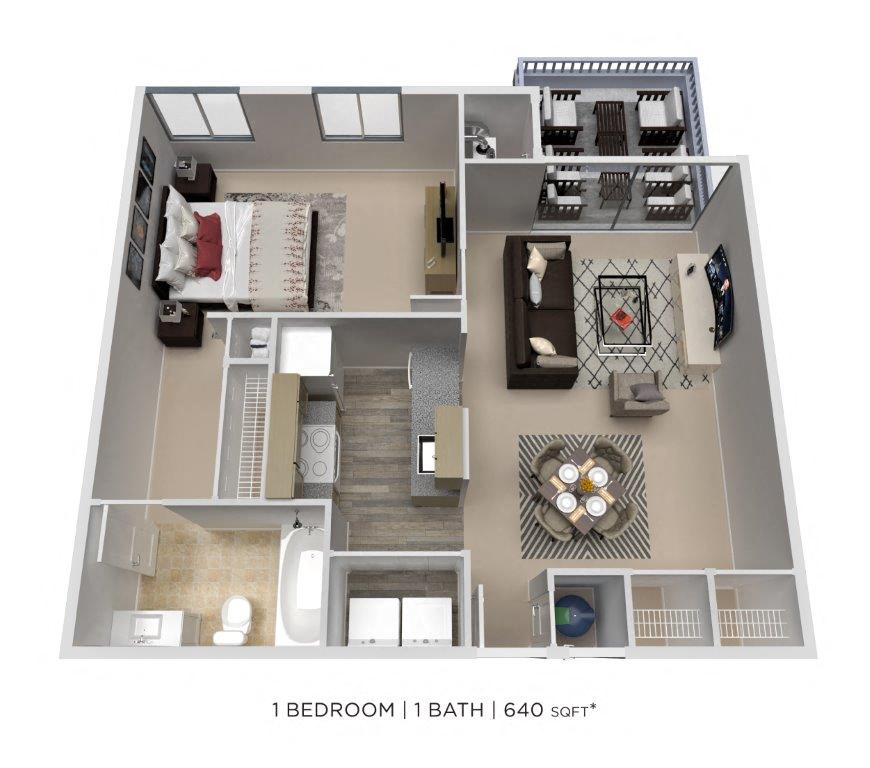 One Bedroom - 640 sqft