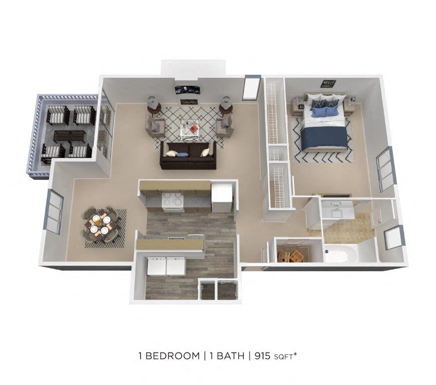 One Bedroom - 915 sqft