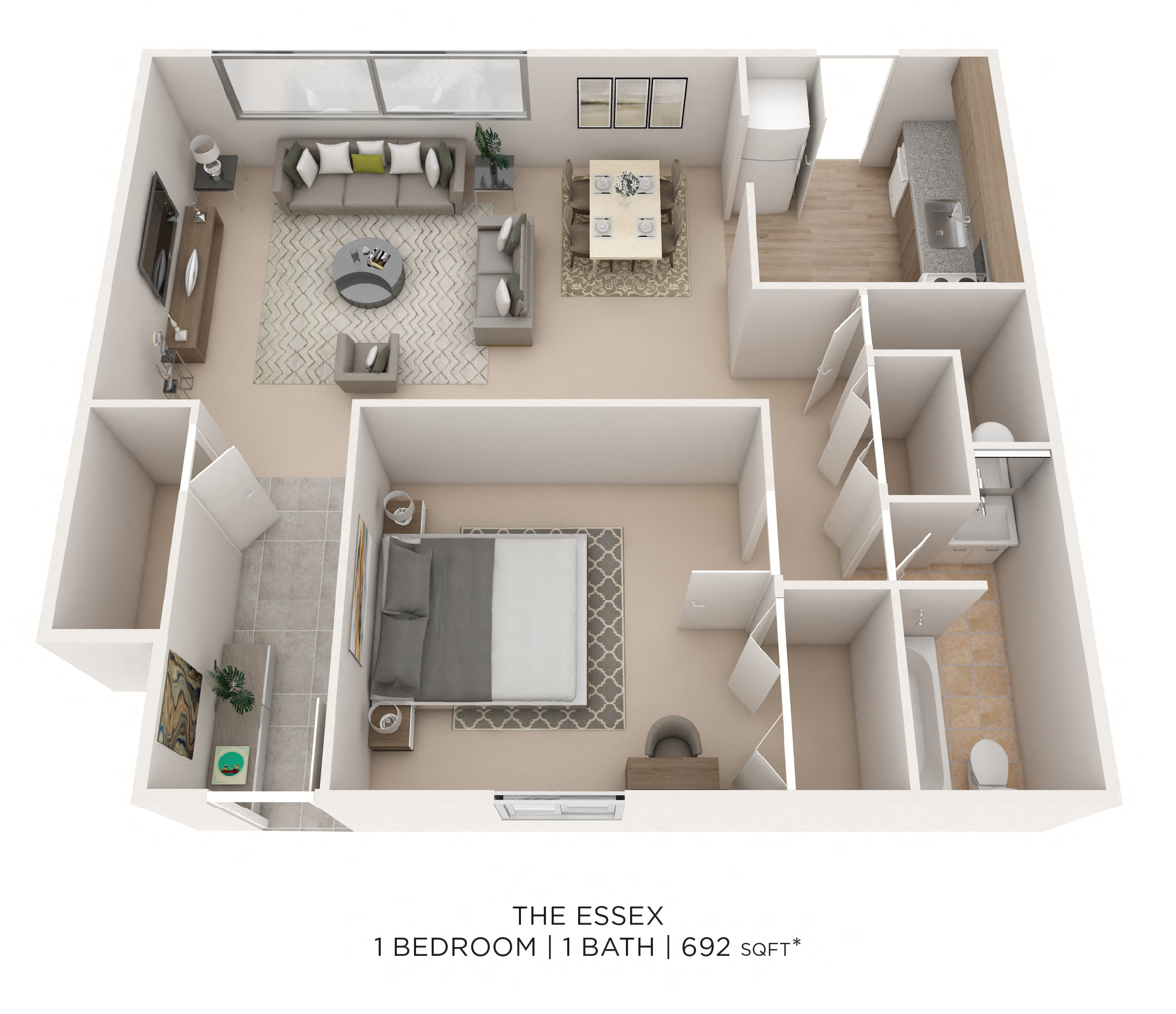 One Bedroom - 692 sqft