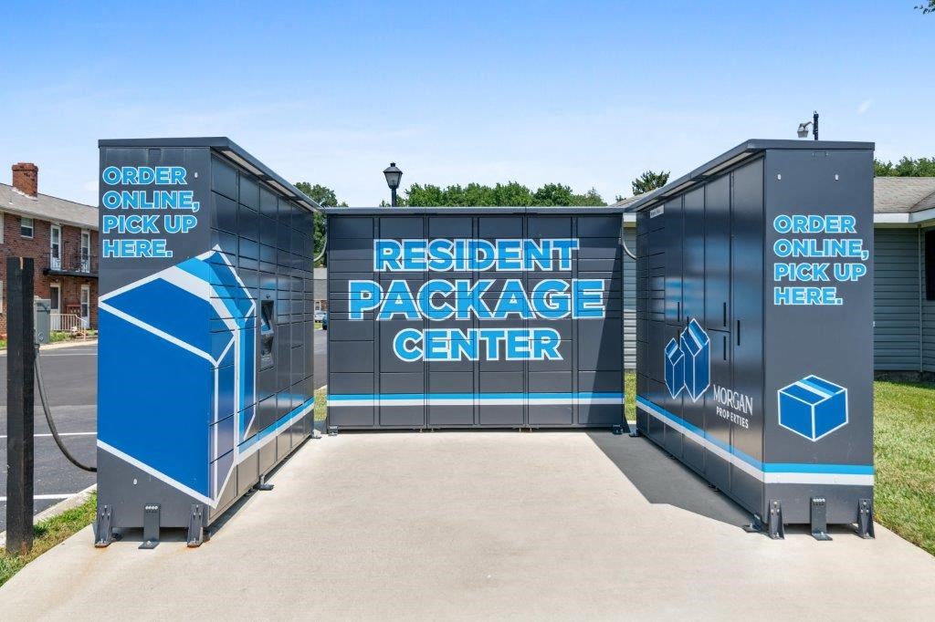 the containerized restrooms at the resident package center are secured by a fence and a