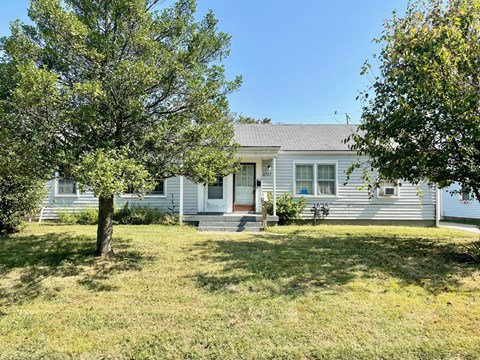 A house with a tree in front of it.
