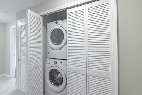 a washer and dryer in a closet