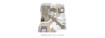Two Bedroom 2 Bath -1153 sqft