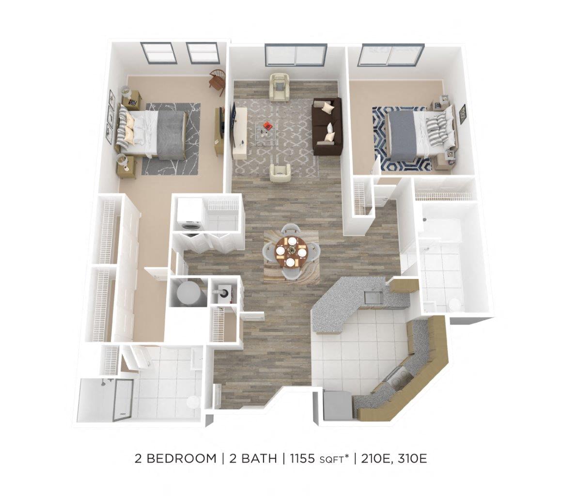 Two Bedroom 2 Bath - 1,155 sqft