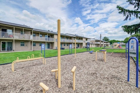 our apartments have a playground and a park in front of them
