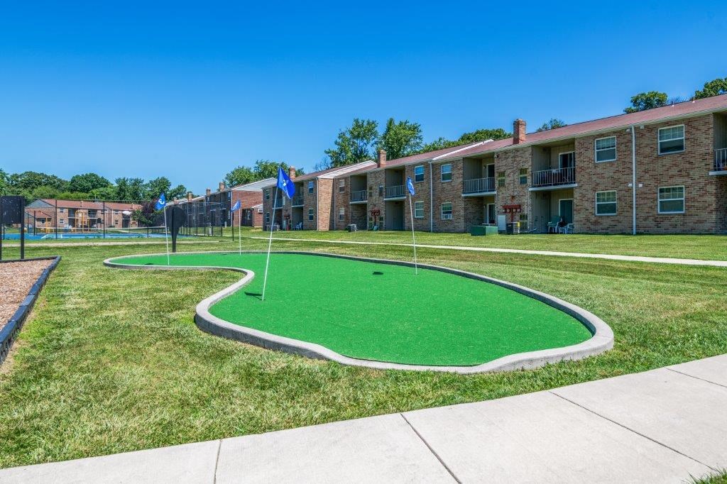 our apartments have a golf course in front of our building