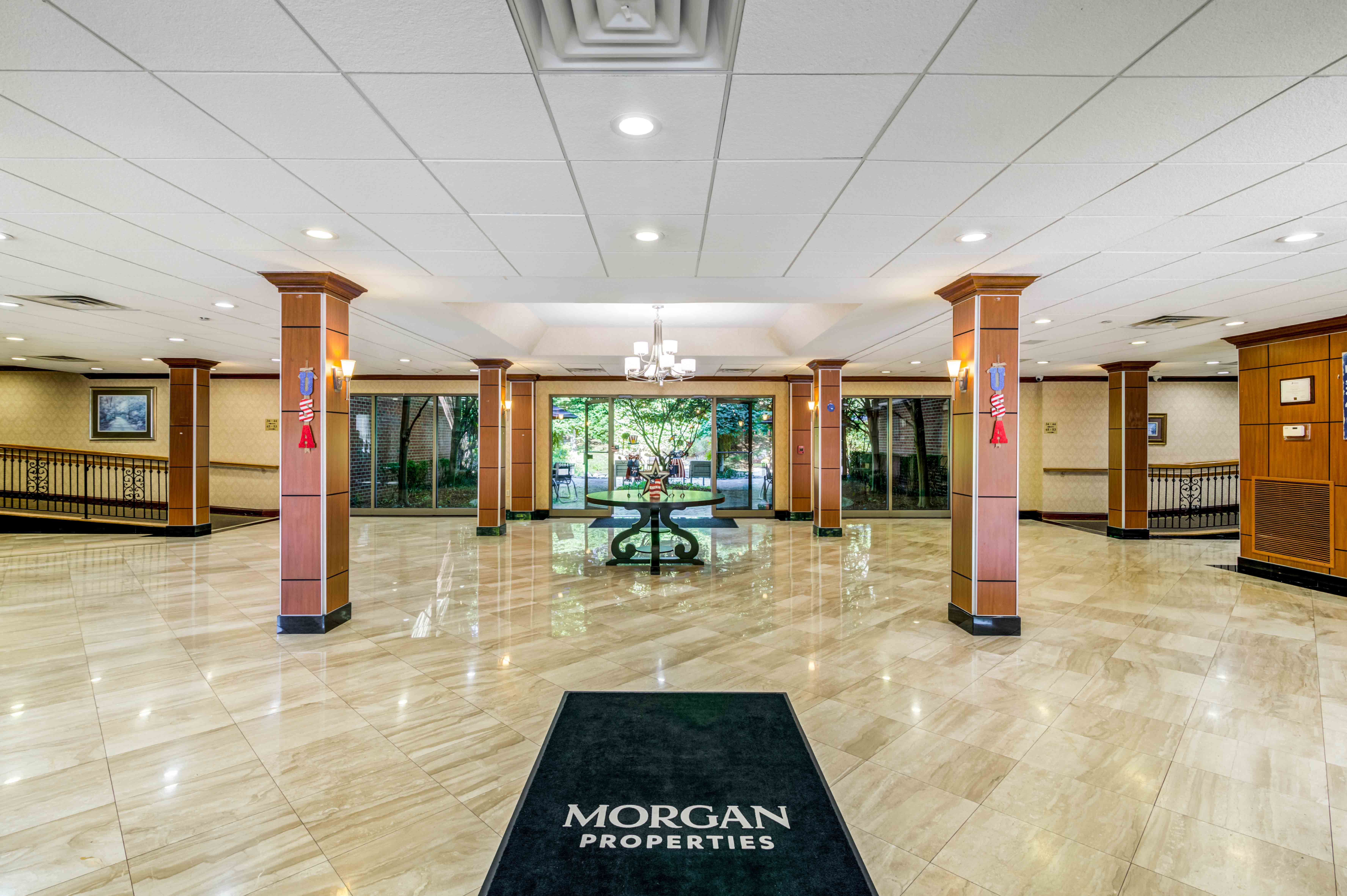 the lobby of the building