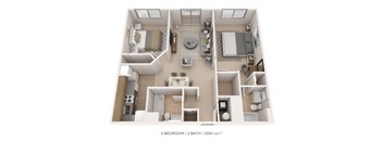 Two Bedroom 2 Bath - 1,250 sqft