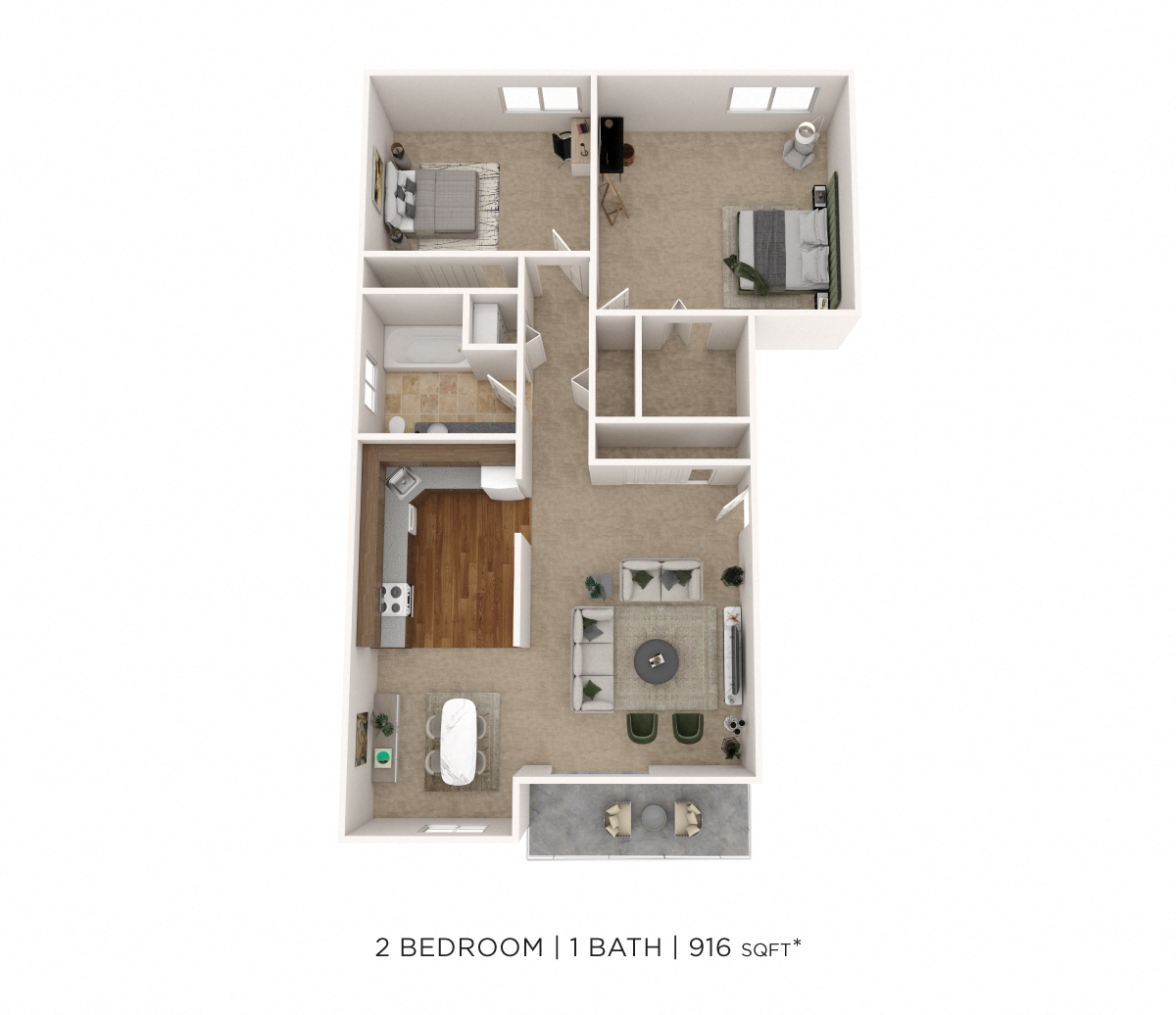 Two Bedroom-916 sqft