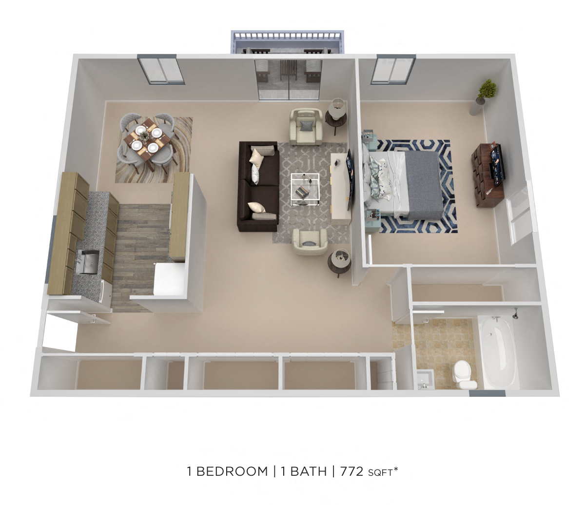 One Bedroom-772 sqft