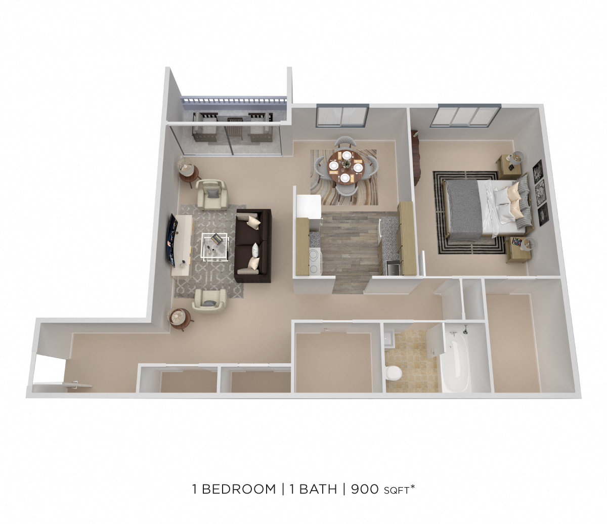 One Bedroom-900 sqft
