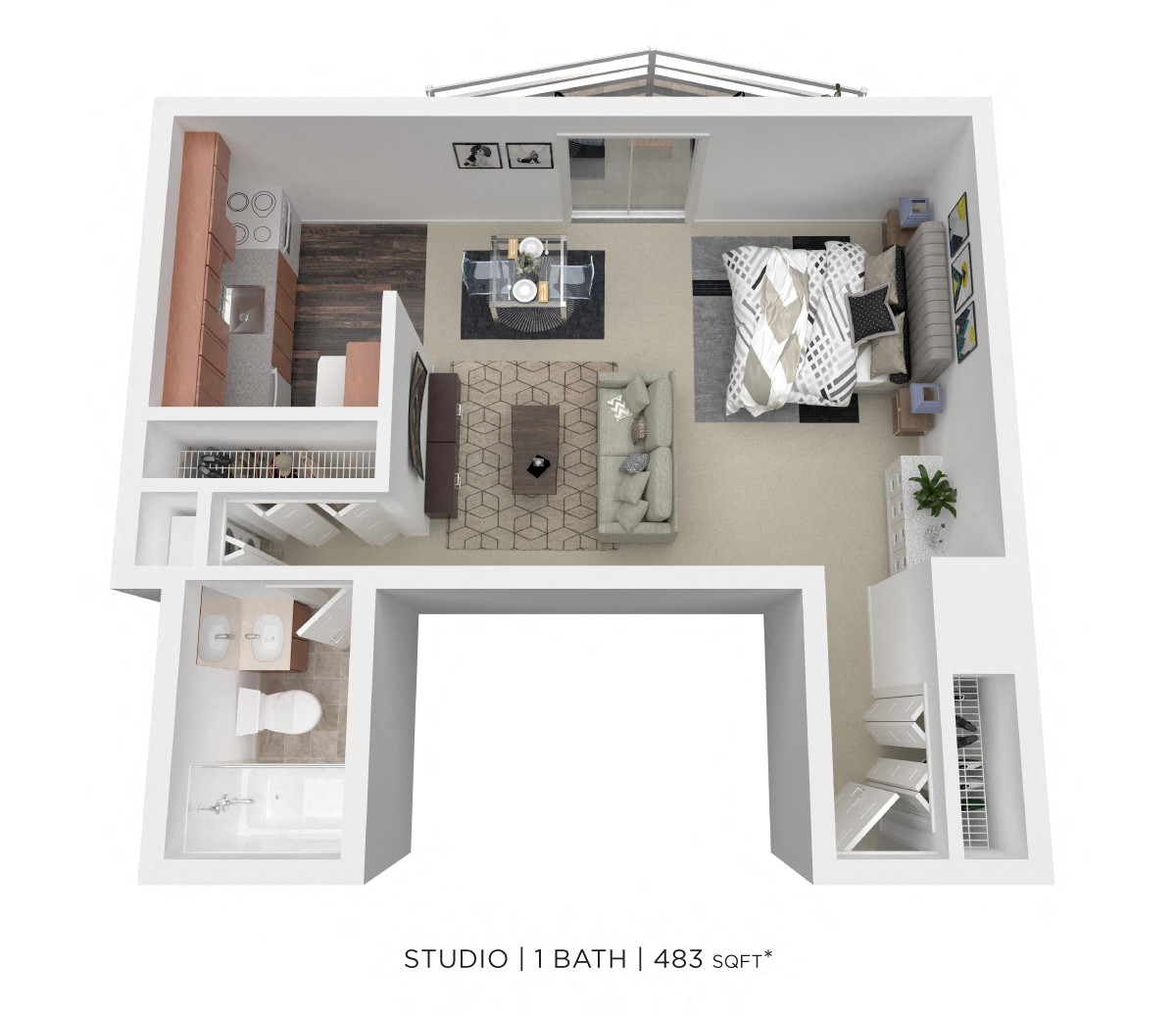 Studio - 483 sqft
