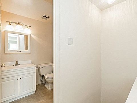 a bathroom with a toilet and a sink and a mirror